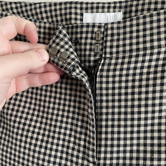 J.Jill Women 14 Black Tan Gingham Check Cotton Blend Stretch Mid-Rise Ankle Pant - Picture 6 of 11